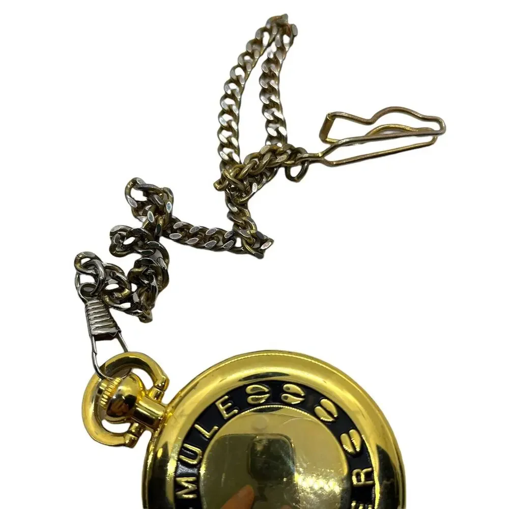 Pocket Watch Mule Deer Stag Majesti Quartz Japan Movt Mechanical Battery Gold